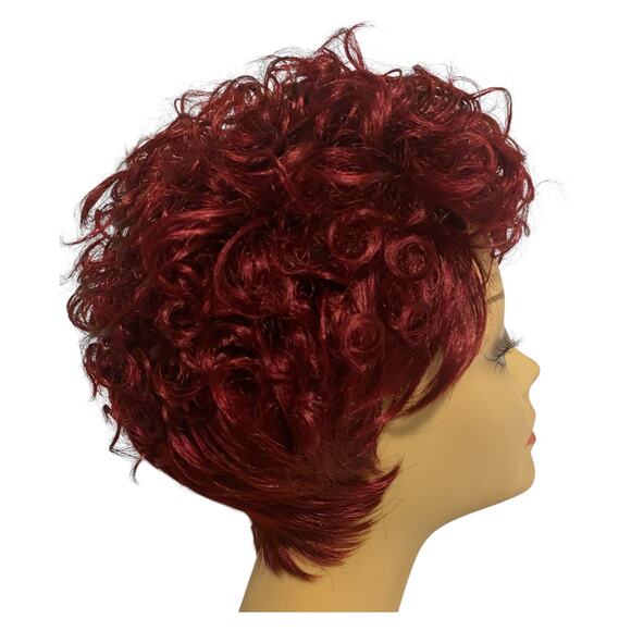 Curly Pixie Wig ASHRO Dk Burgundy Wine Synthetic Hair for Women Teens NWT  A966W - Picture 3 of 10